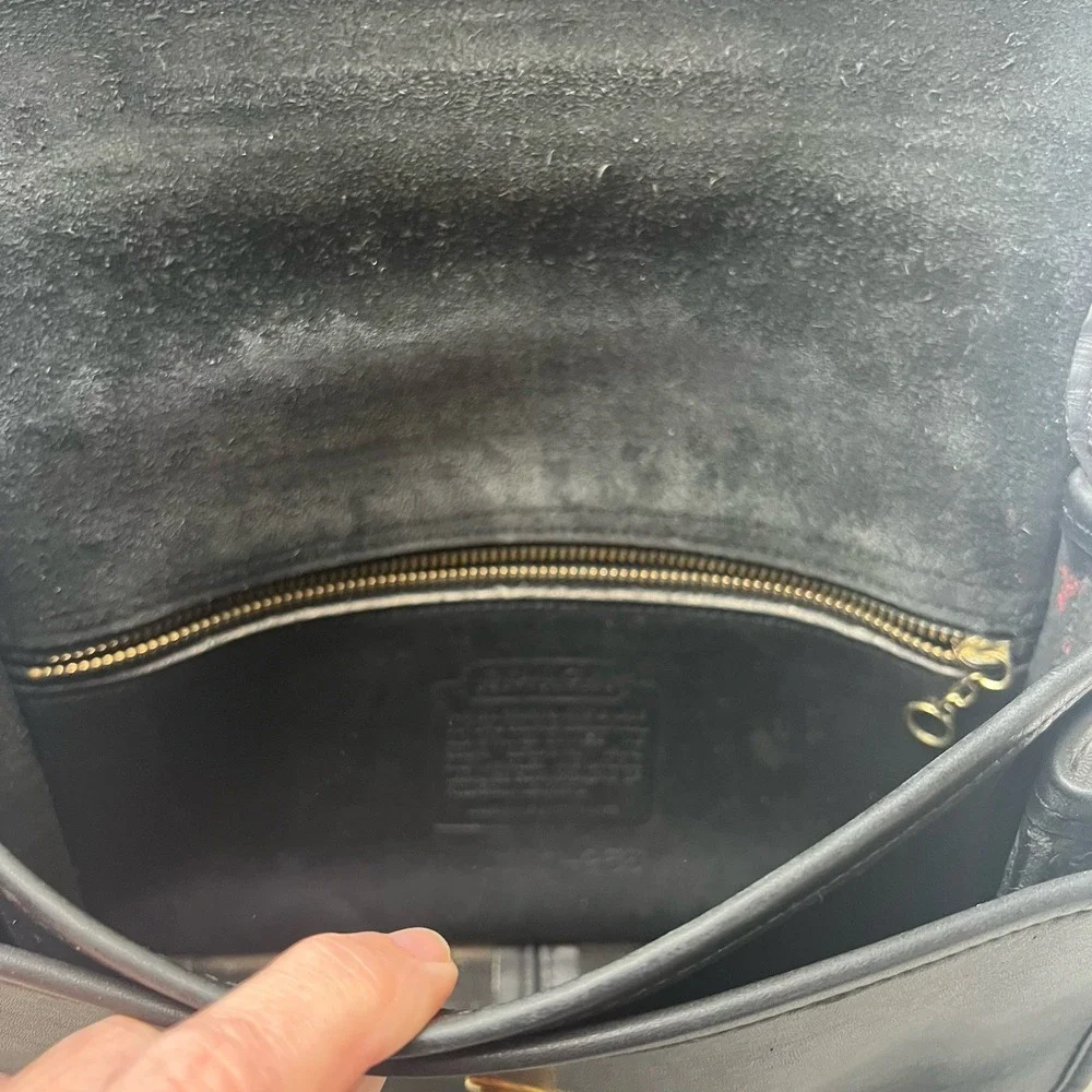 COACH 0171-256 Compartment Bag Black Glove Cowhide Leather Crossbody 9850 Vtg.